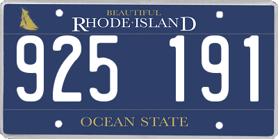 RI license plate 925191
