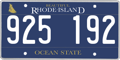 RI license plate 925192