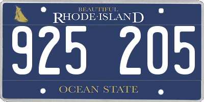RI license plate 925205