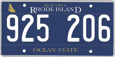 RI license plate 925206