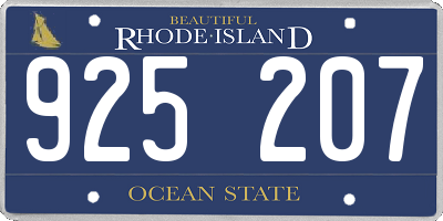 RI license plate 925207
