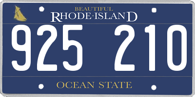 RI license plate 925210