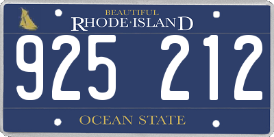 RI license plate 925212
