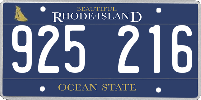 RI license plate 925216