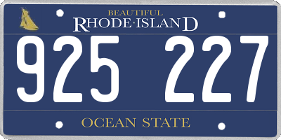 RI license plate 925227