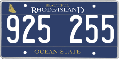 RI license plate 925255