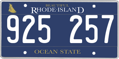 RI license plate 925257