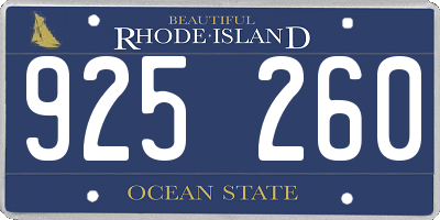 RI license plate 925260