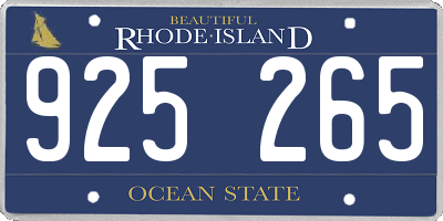 RI license plate 925265