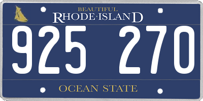 RI license plate 925270