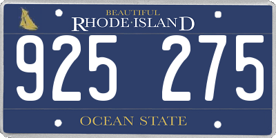 RI license plate 925275