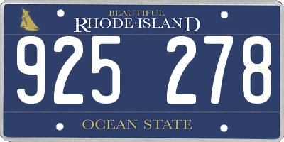 RI license plate 925278