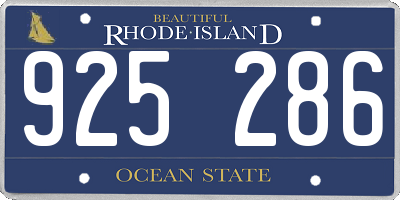 RI license plate 925286