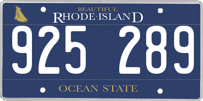 RI license plate 925289
