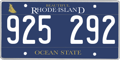 RI license plate 925292
