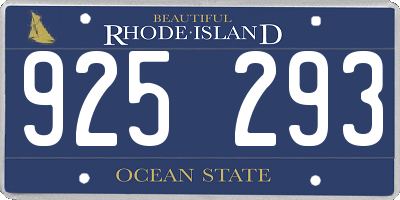 RI license plate 925293