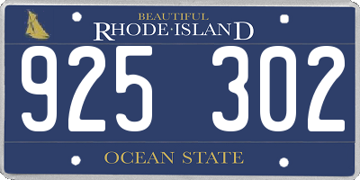 RI license plate 925302