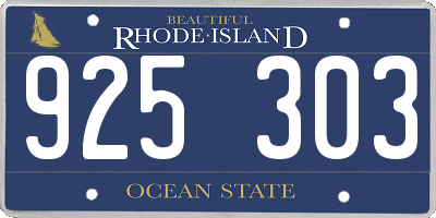 RI license plate 925303