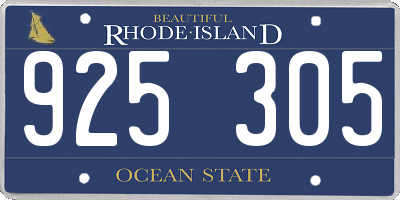 RI license plate 925305