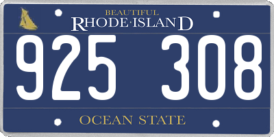 RI license plate 925308