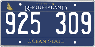RI license plate 925309
