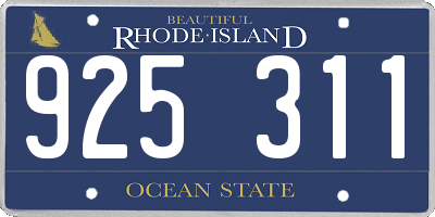 RI license plate 925311
