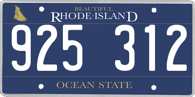 RI license plate 925312