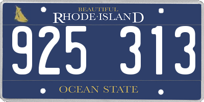 RI license plate 925313
