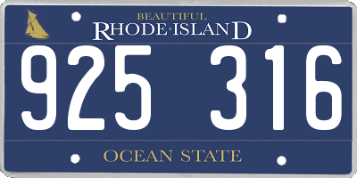 RI license plate 925316