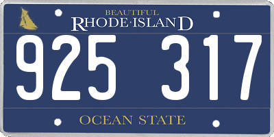 RI license plate 925317