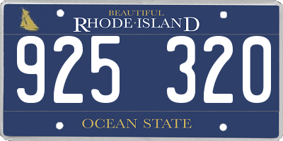 RI license plate 925320