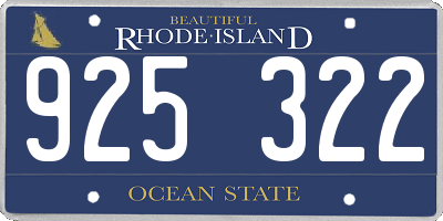 RI license plate 925322