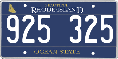 RI license plate 925325