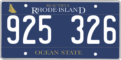 RI license plate 925326