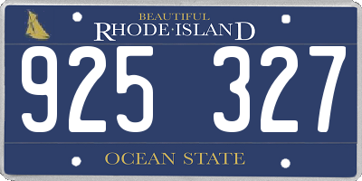 RI license plate 925327
