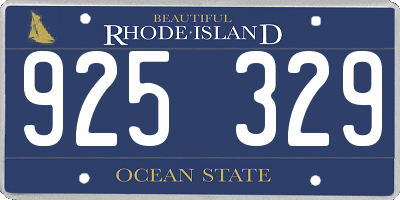 RI license plate 925329