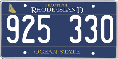 RI license plate 925330