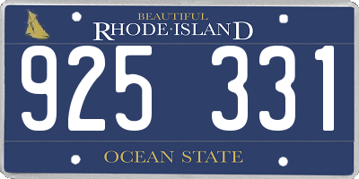 RI license plate 925331