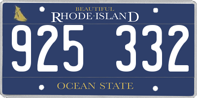 RI license plate 925332
