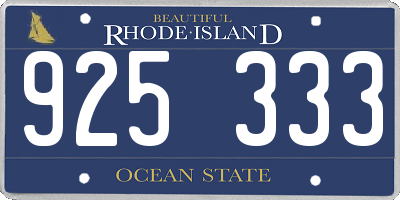 RI license plate 925333