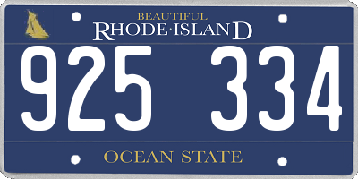 RI license plate 925334