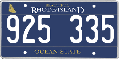RI license plate 925335