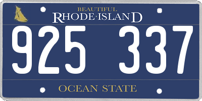 RI license plate 925337