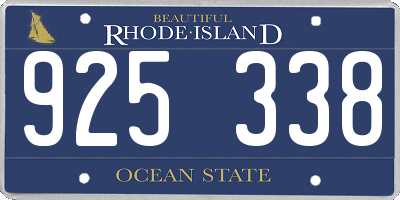 RI license plate 925338