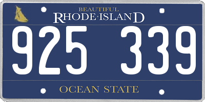RI license plate 925339