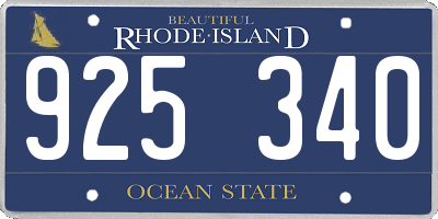 RI license plate 925340