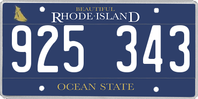 RI license plate 925343