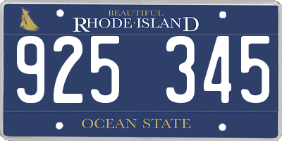RI license plate 925345