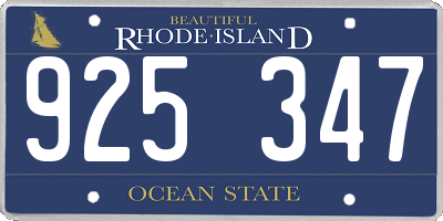 RI license plate 925347
