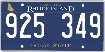 RI license plate 925349
